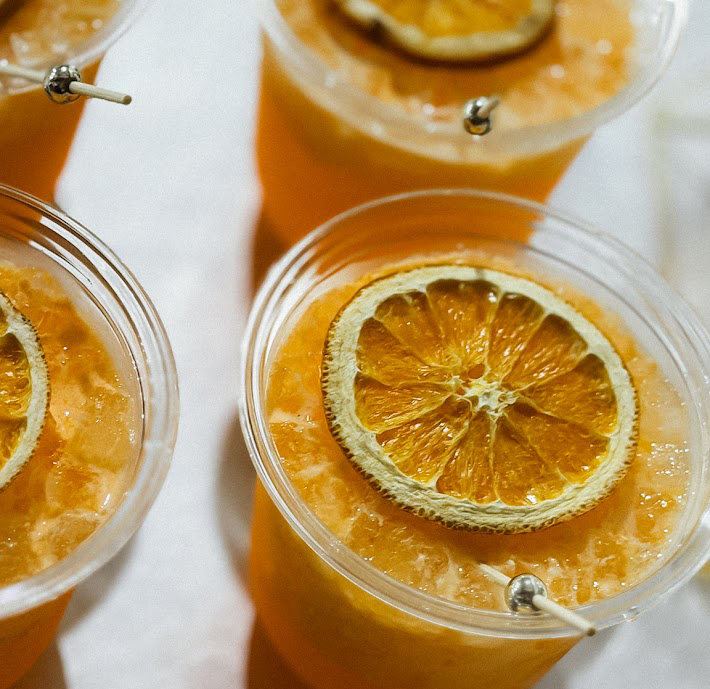 Non alcoholic wedding bar drink with dried citrus garnish in Riverside Inland Empire
