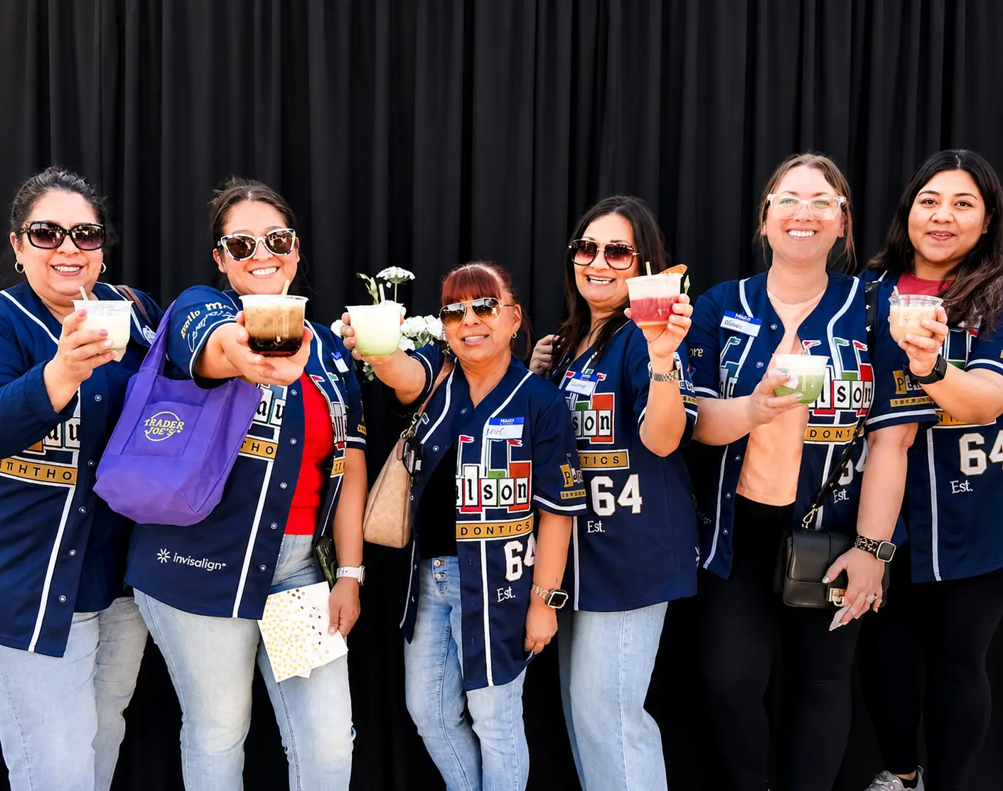 corporate event team enjoying custom drinks at company gathering