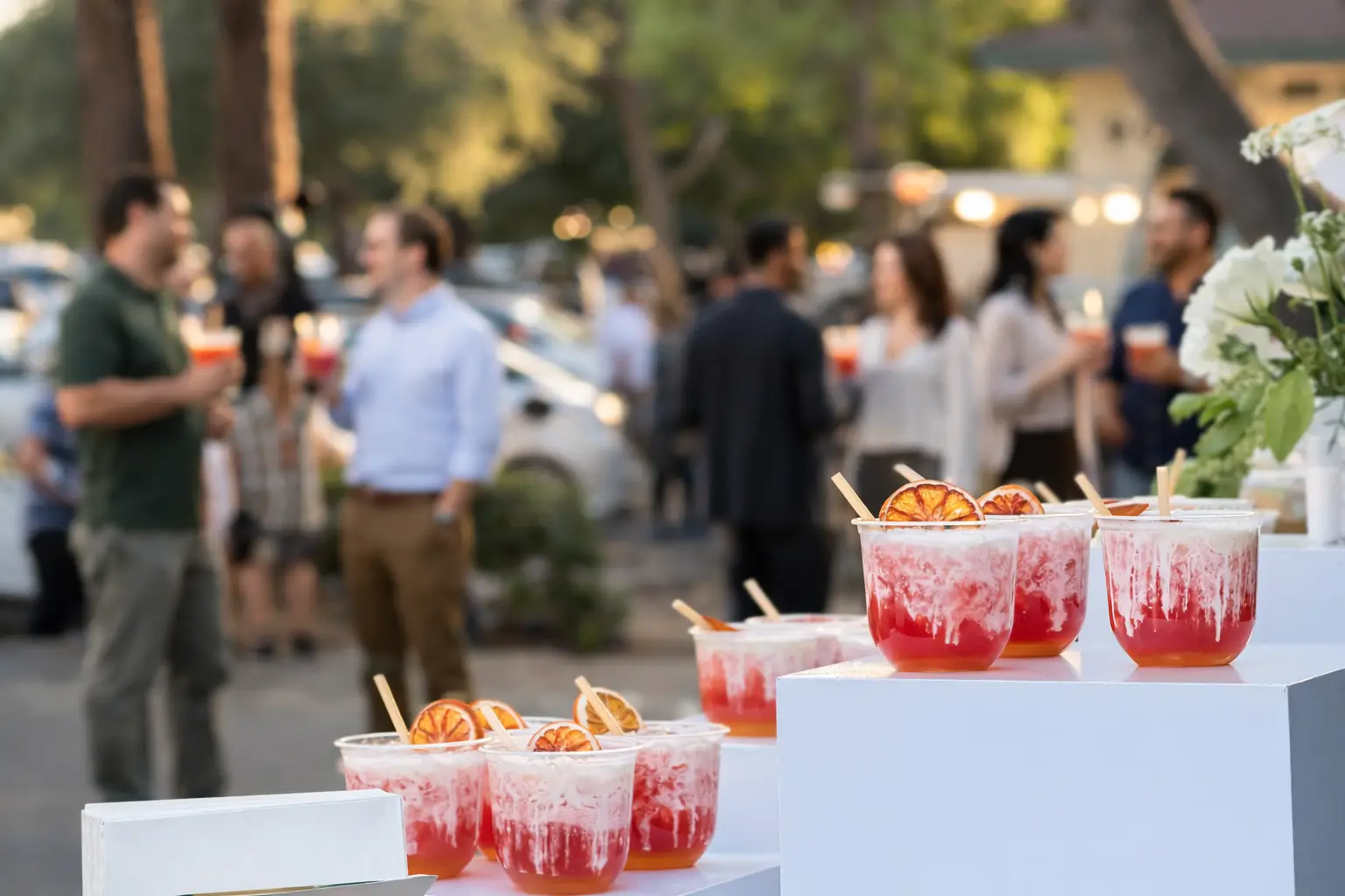 corporate event mobile bar with custom drinks at office event