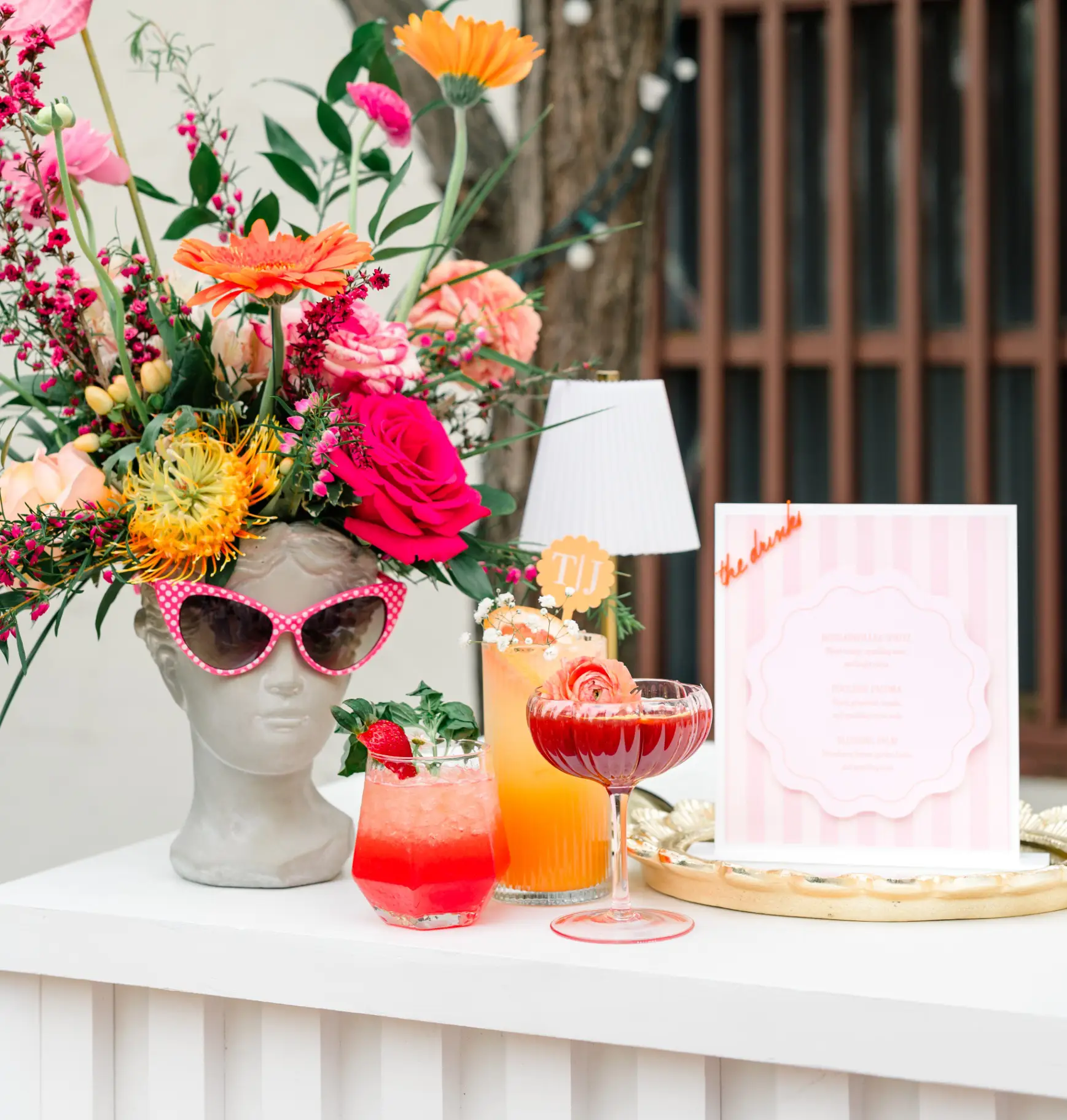 private event beverage station with guests